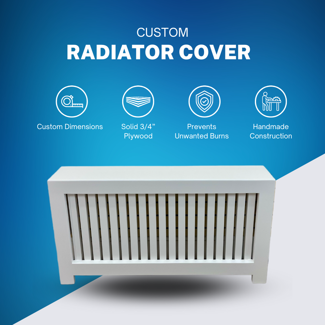 Custom Shaker radiator cover – modern wood slat design by Gold Remodels, Clifton NJ