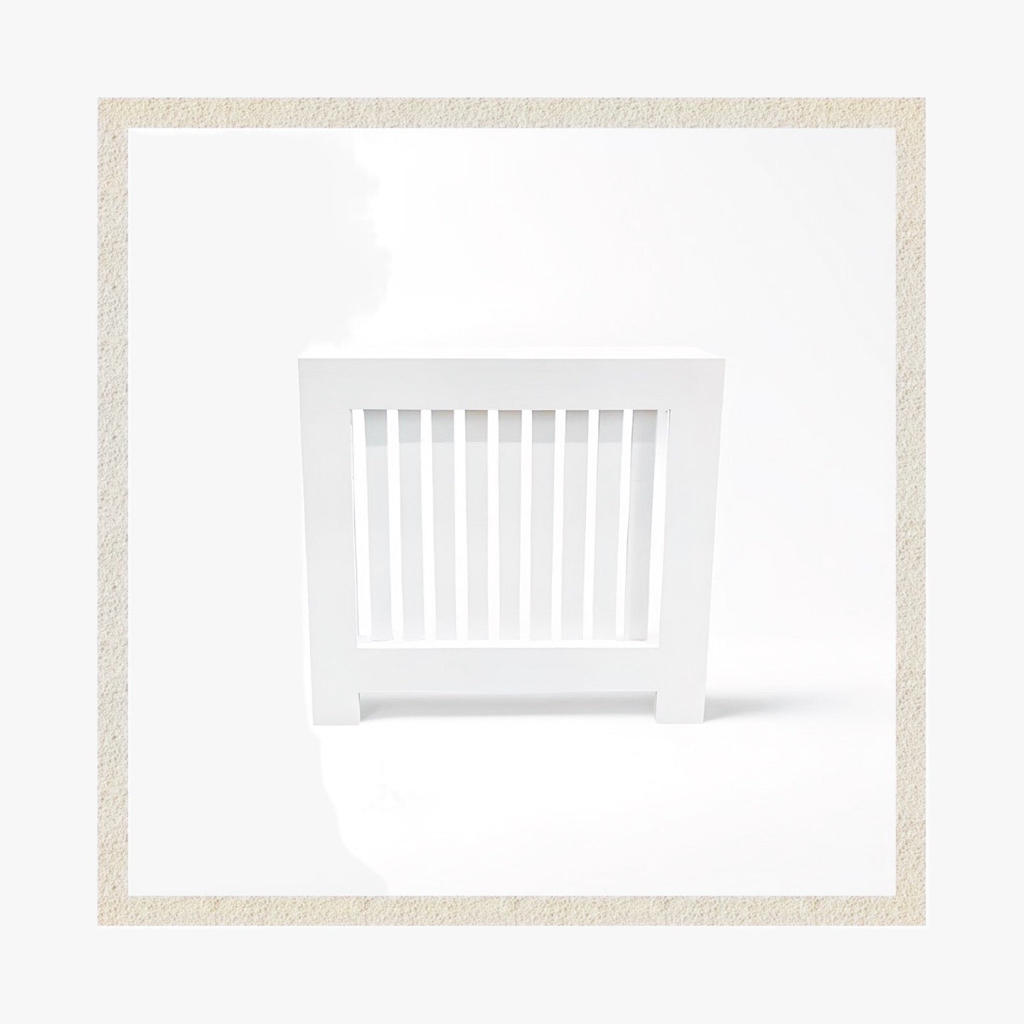 Custom Shaker radiator cover – modern wood slat design by Gold Remodels, Clifton NJ